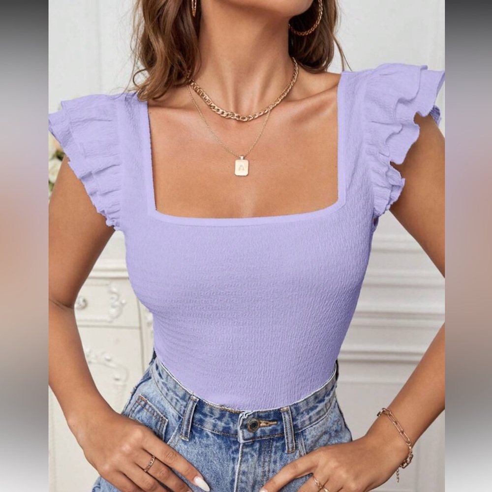 White Ruffle Sleeve Top - Picture 8 of 16